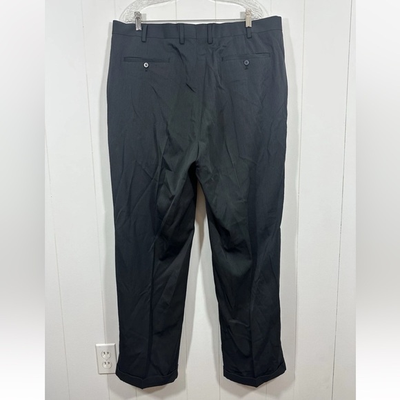 NWT Louis Raphael Men’s Ebony Mario Black Slacks Dress Pants 40x32 Tailored - Picture 3 of 11